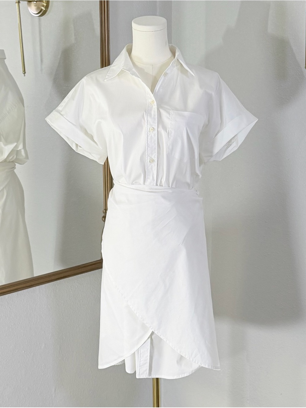 Lauren Ralph Lauren White Cotton Wrap Shirt Dress Med Clean Girl Minimalist